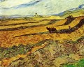 Champ et laboureur et moulin Vincent van Gogh